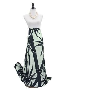 Green Black Bamboo Tropical MAXI SARONG Kīkepa Pareo Beach Wrap Skirt